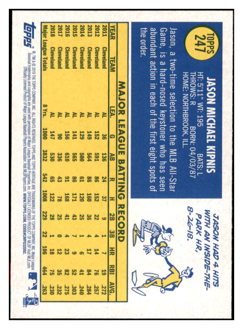 2019 Topps Heritage Jason
Kipnis Cleveland Indians Baseball
Card TMH1A simple Xclusive Collectibles