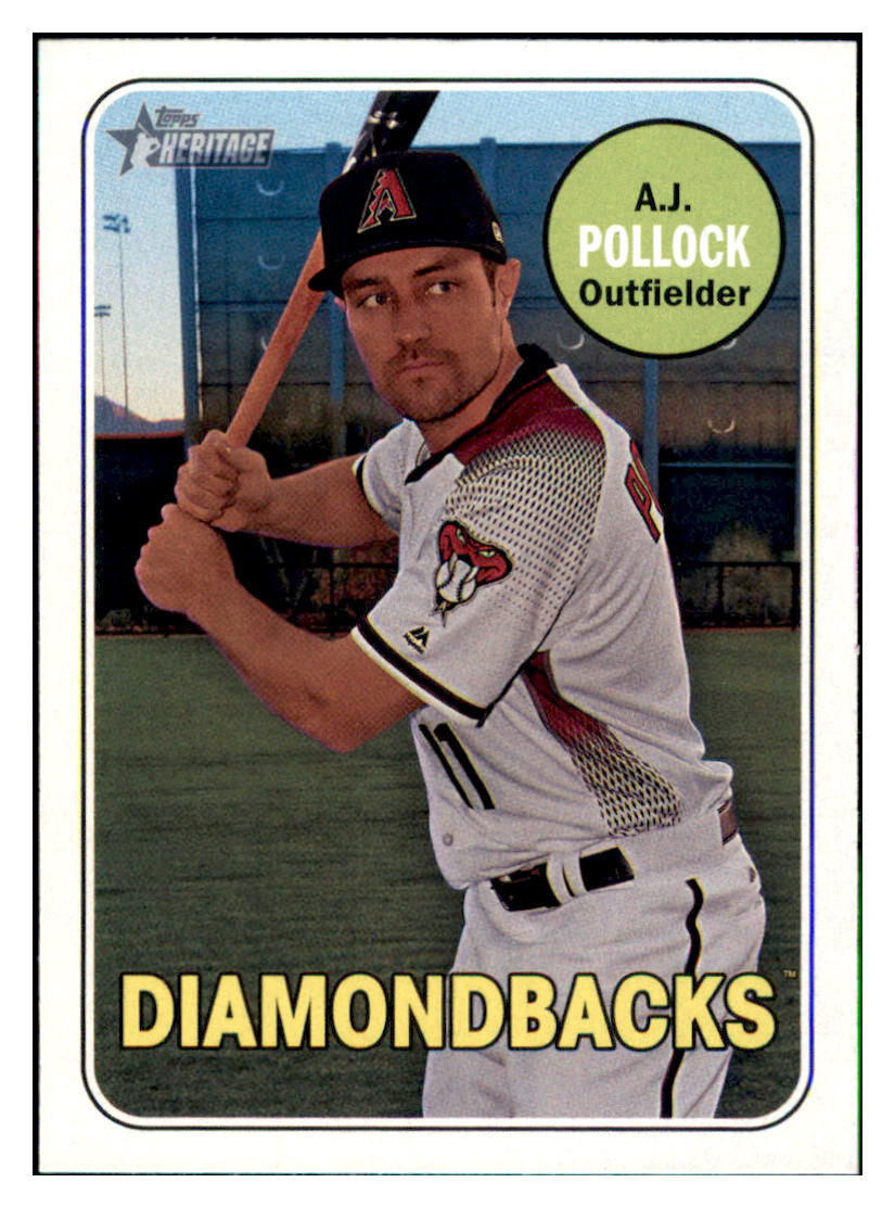 2018 Topps Heritage A.J.
  Pollock   Arizona Diamondbacks Baseball
  Card TMH1A simple Xclusive Collectibles   