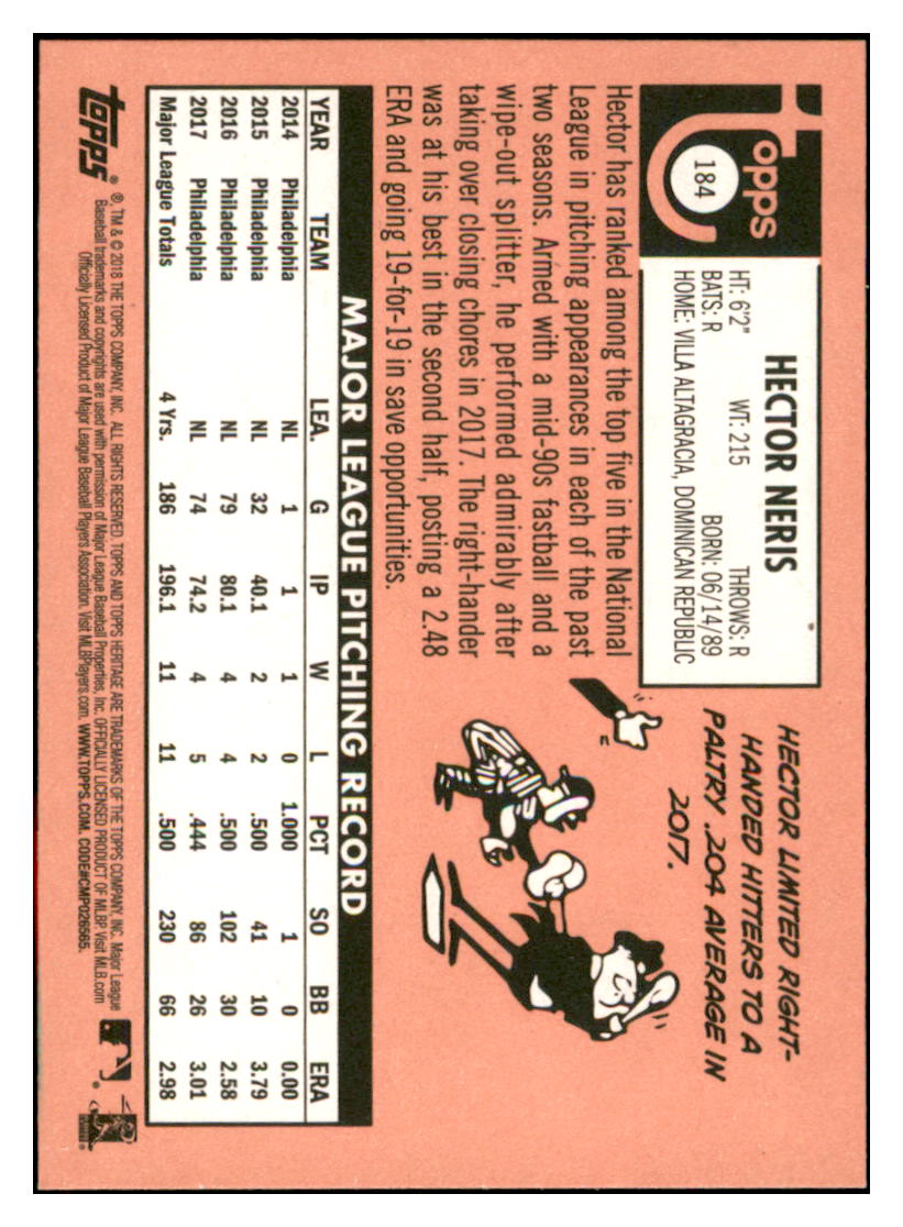 2018 Topps Heritage Hector
  Neris   Philadelphia Phillies Baseball
  Card TMH1A simple Xclusive Collectibles