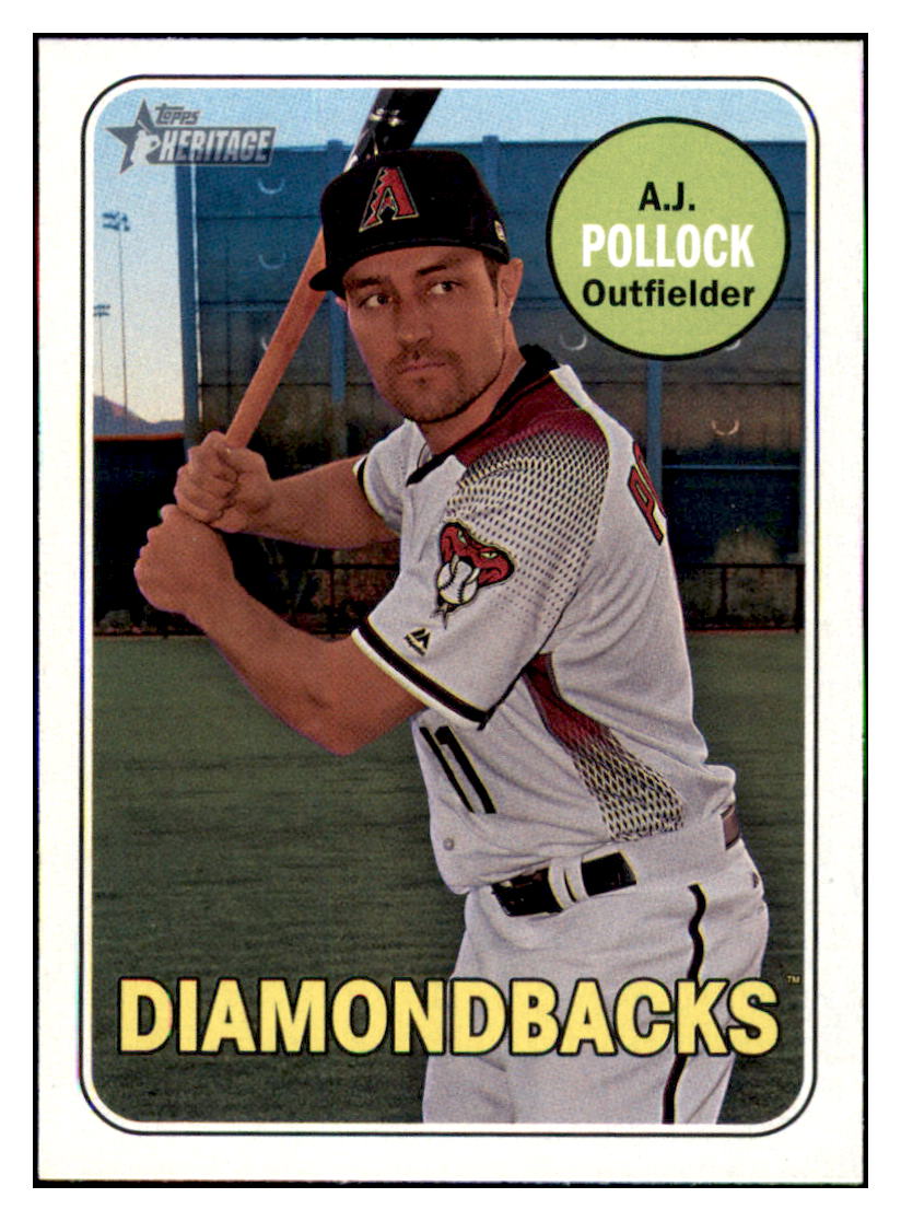2018 Topps Heritage A.J.
  Pollock   Arizona Diamondbacks Baseball
  Card TMH1A_1a simple Xclusive Collectibles   