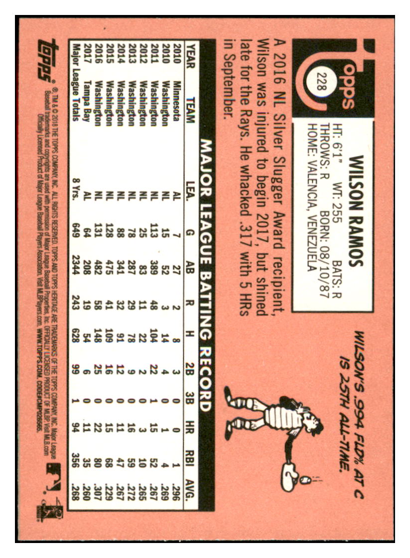 2018 Topps Heritage Wilson
  Ramos   Tampa Bay Rays Baseball Card
  TMH1A simple Xclusive Collectibles