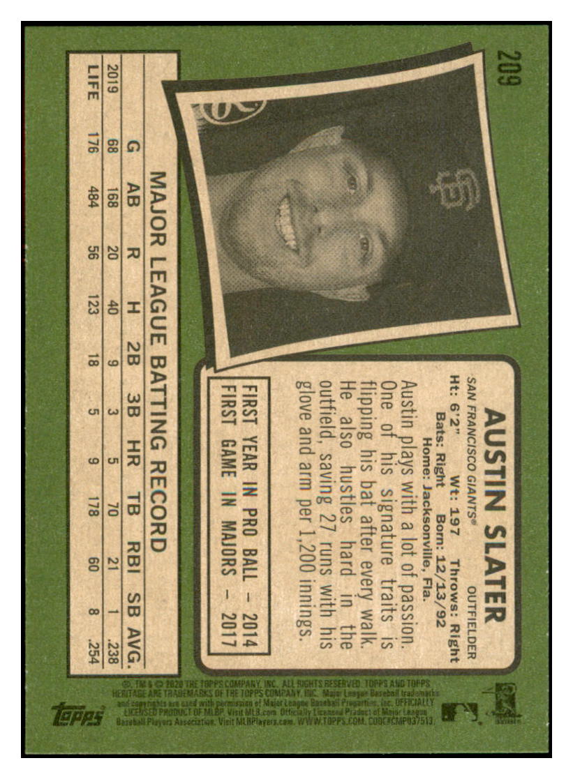 2020 Topps Heritage Austin
  Slater   San Francisco Giants Baseball
  Card TMH1A simple Xclusive Collectibles