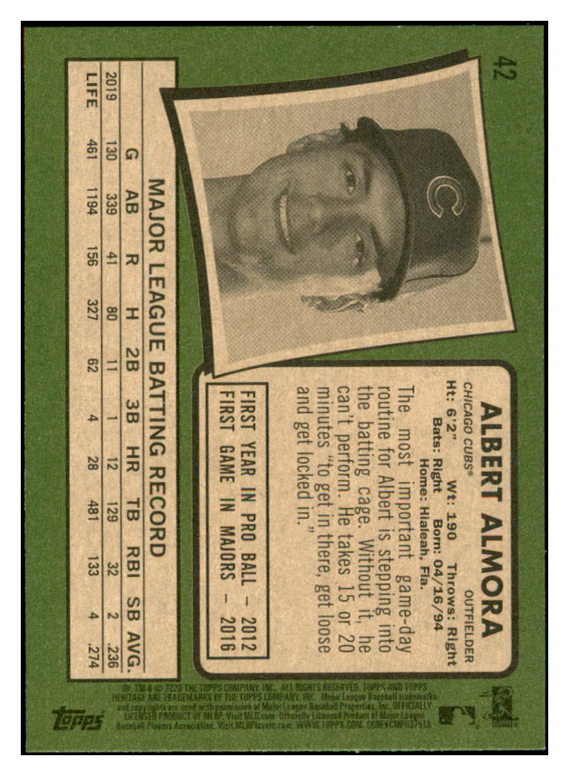 2020 Topps Heritage Albert
Almora Chicago Cubs Baseball Card
TMH1A simple Xclusive Collectibles