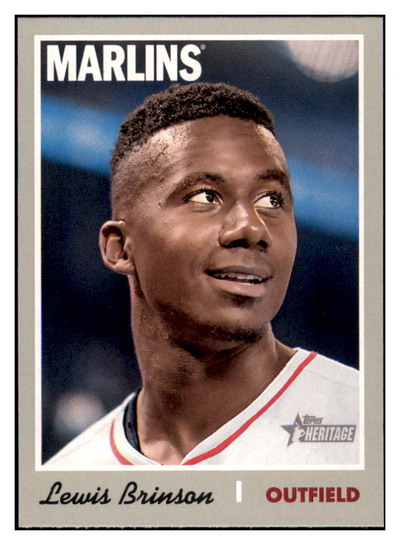 2019 Topps Heritage Lewis Brinson Miami Marlins Baseball Card TMH1A simple Xclusive Collectibles