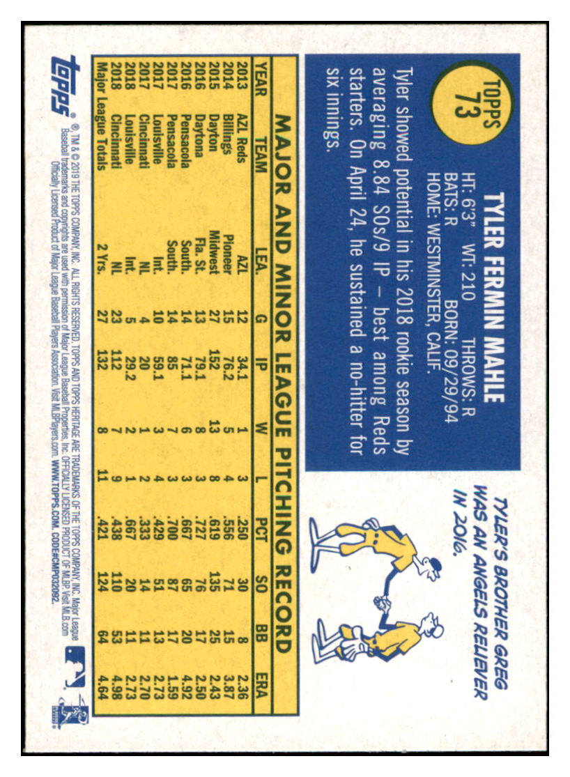 2019 Topps Heritage Tyler
Mahle Cincinnati Reds Baseball Card
TMH1A simple Xclusive Collectibles
