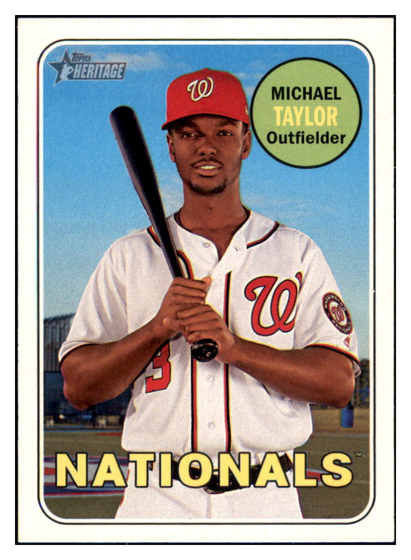 2018 Topps Heritage Michael
Taylor Washington Nationals Baseball
Card TMH1A simple Xclusive Collectibles