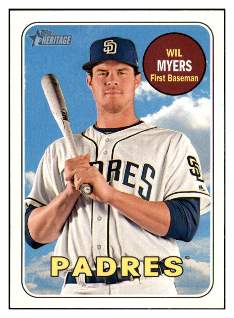2018 Topps Heritage Wil Myers
  Chrome Purple Refractor  San Diego
  Padres Baseball Card TMH1A simple Xclusive Collectibles   
