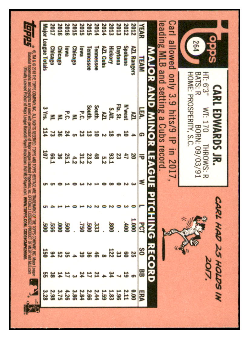 2018 Topps Heritage Carl
Edwards Jr. Chicago Cubs Baseball
Card TMH1A simple Xclusive Collectibles