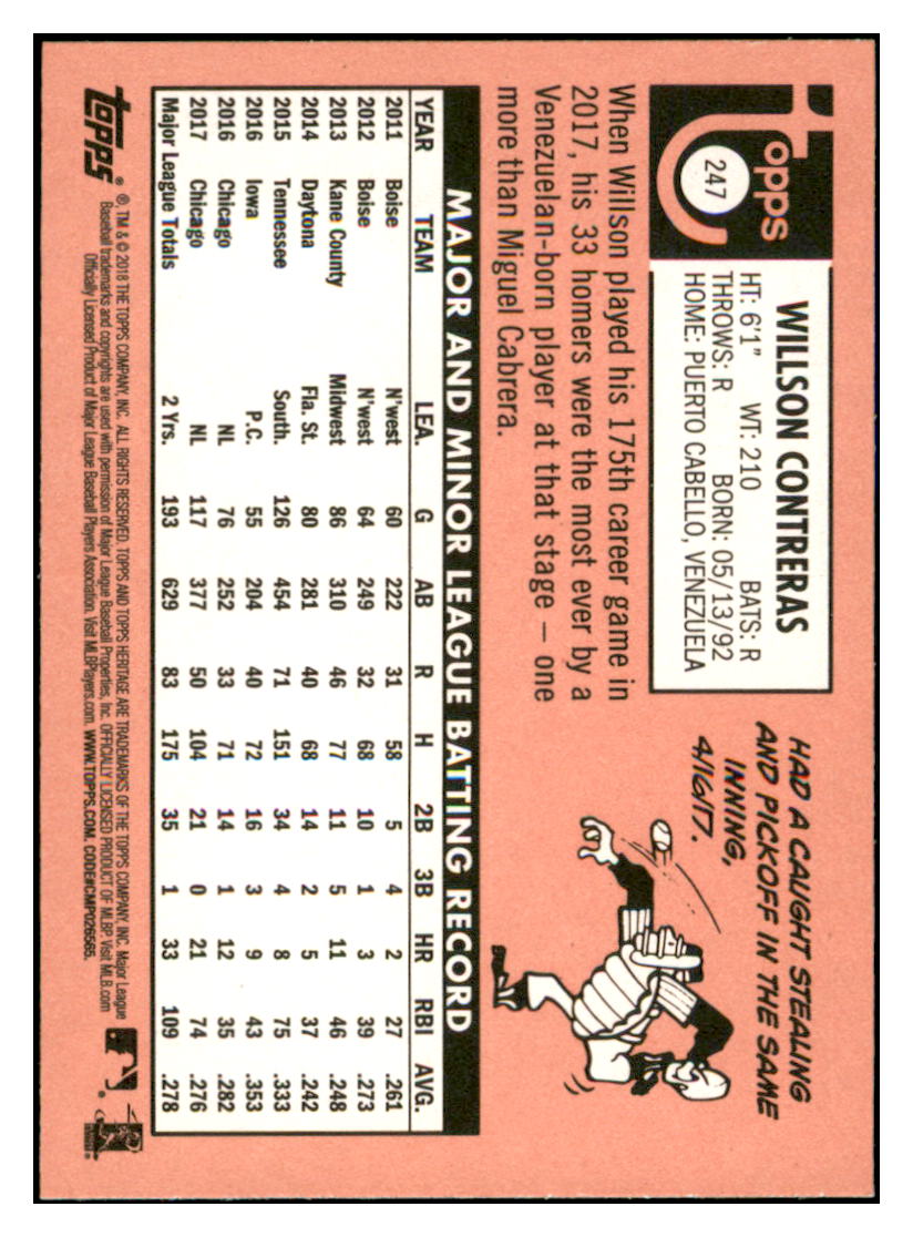 2018 Topps Heritage Willson
Contreras Chicago Cubs Baseball Card
TMH1A simple Xclusive Collectibles