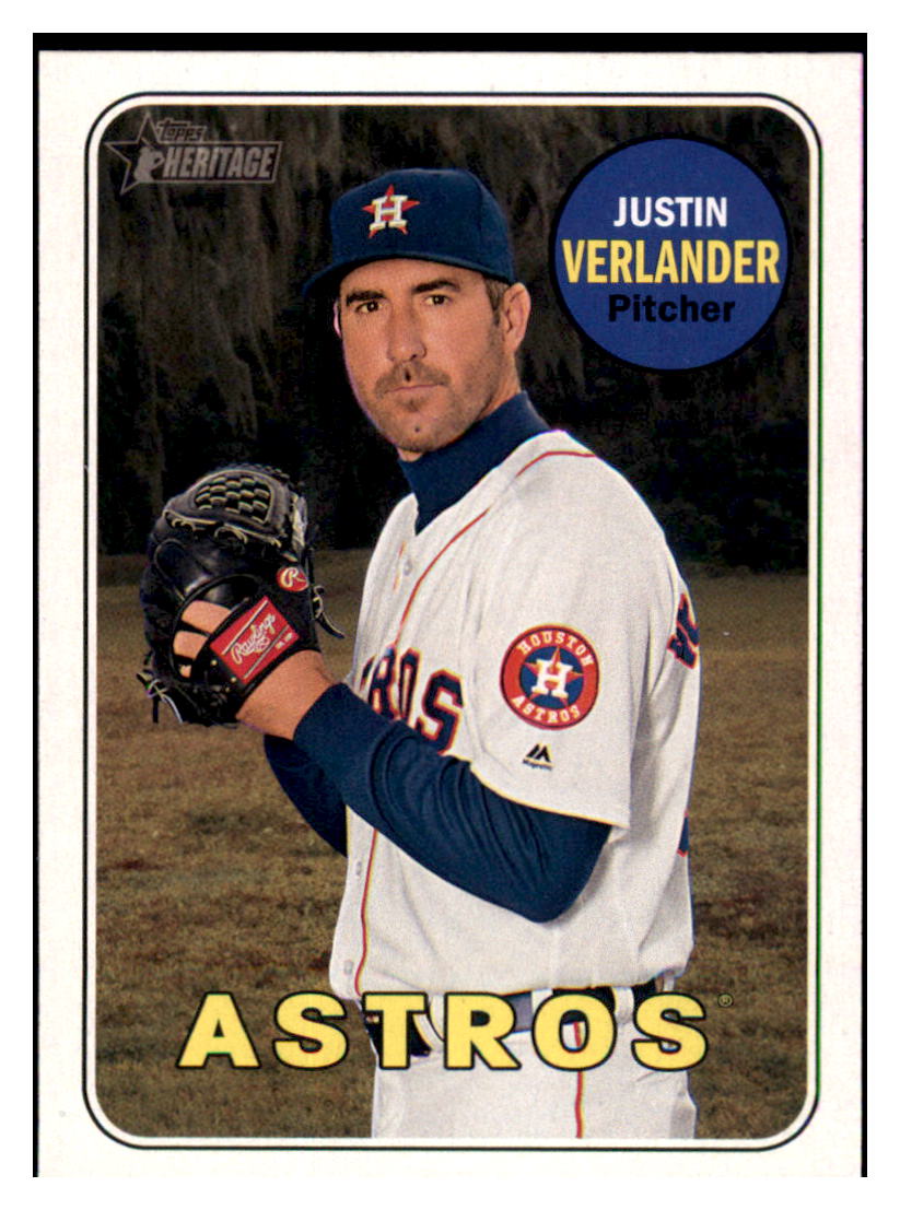 2018 Topps Heritage Justin
  Verlander   Houston Astros Baseball
  Card TMH1A simple Xclusive Collectibles