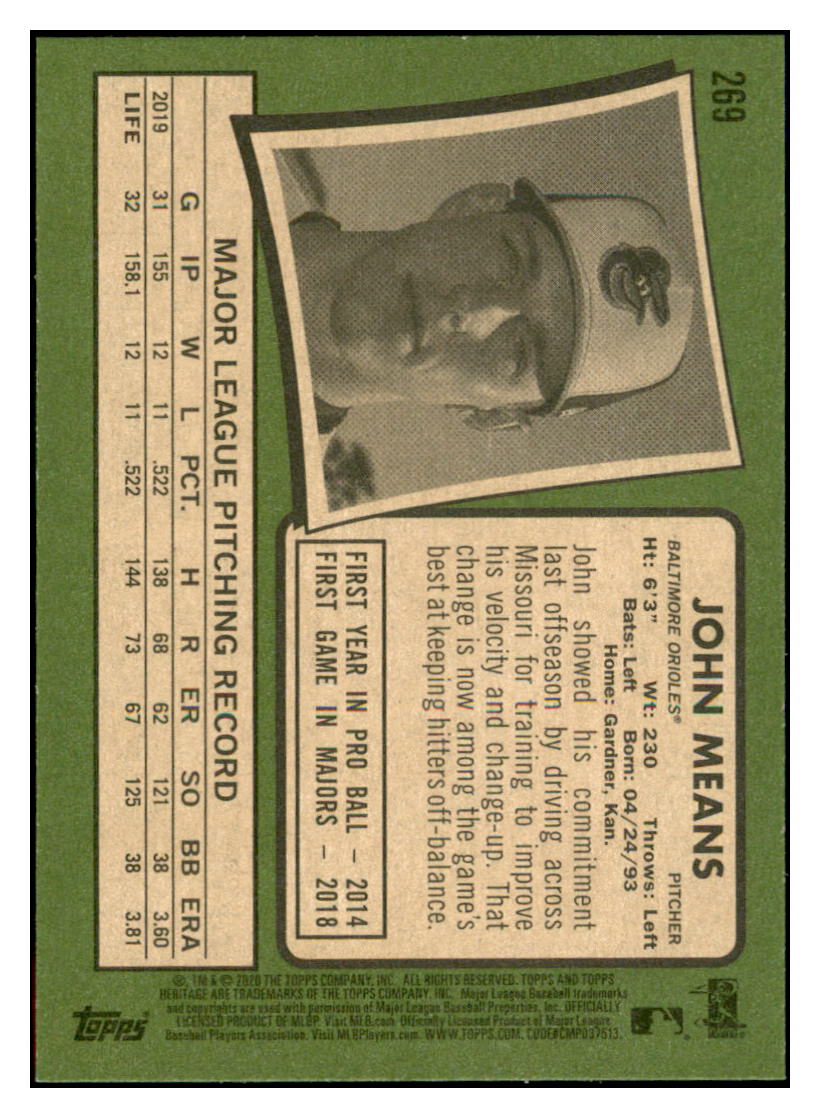 2020 Topps Heritage John
Means ASR Baltimore Orioles Baseball
Card TMH1A simple Xclusive Collectibles