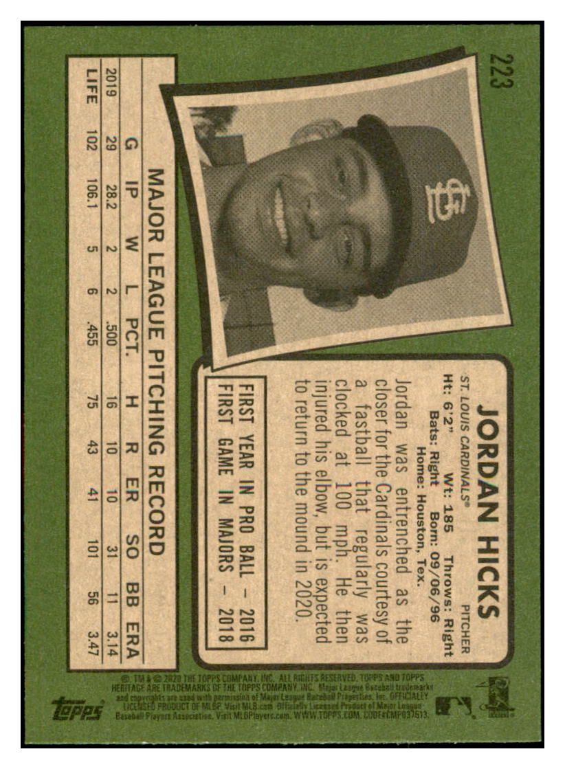 2020 Topps Heritage Jordan
Hicks St. Louis Cardinals Baseball
Card TMH1A simple Xclusive Collectibles