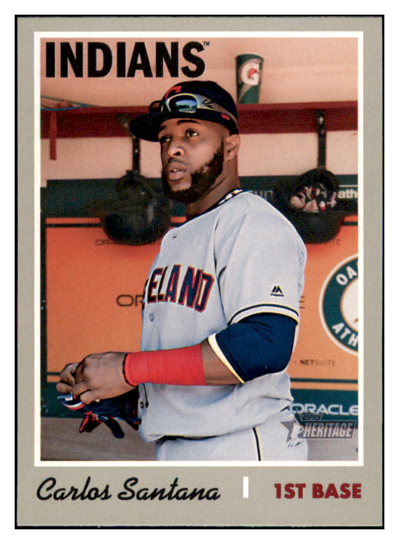 2019 Topps Heritage Carlos
  Santana   Cleveland Indians Baseball
  Card TMH1A simple Xclusive Collectibles