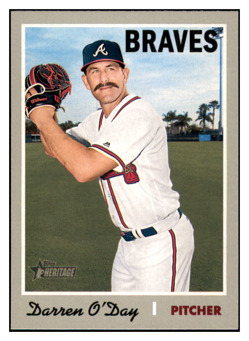 2019 Topps Heritage Darren
  O'Day   Atlanta Braves Baseball Card
  TMH1A simple Xclusive Collectibles