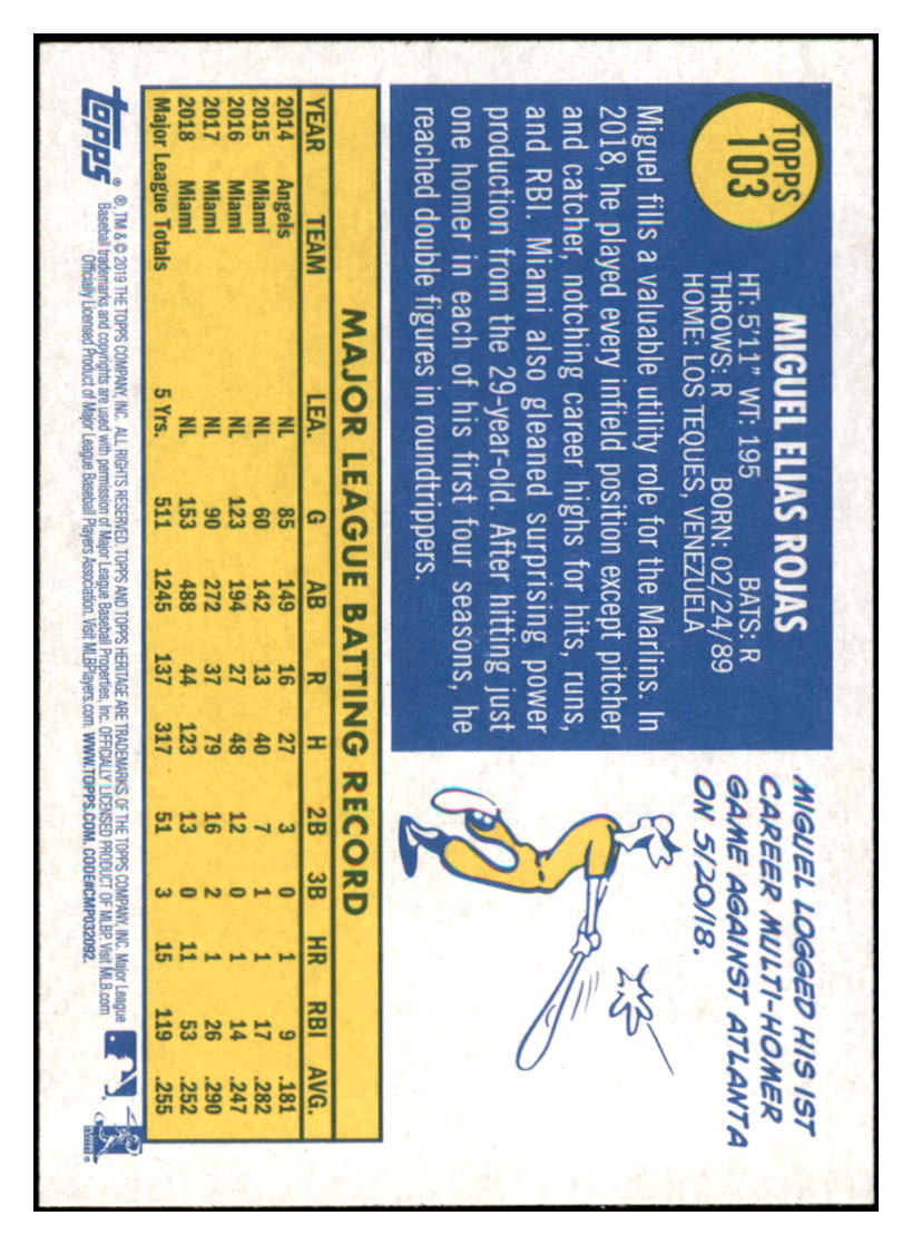 2019 Topps Heritage Miguel
Rojas Miami Marlins Baseball Card
TMH1A simple Xclusive Collectibles