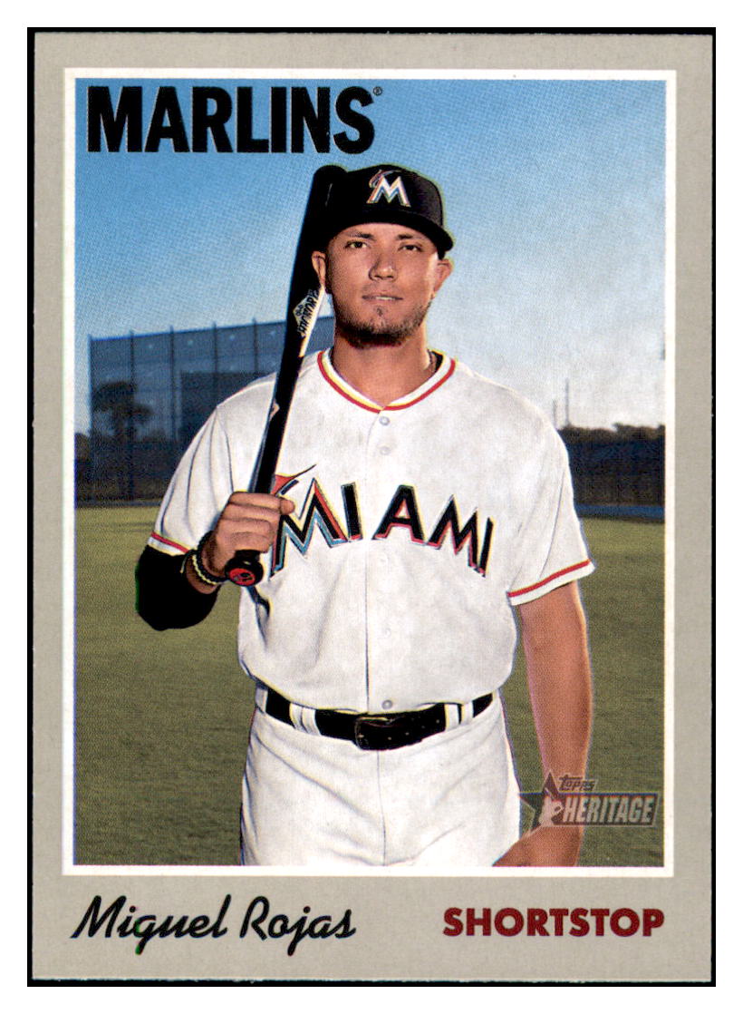 2019 Topps Heritage Miguel Rojas Miami Marlins Baseball Card TMH1A