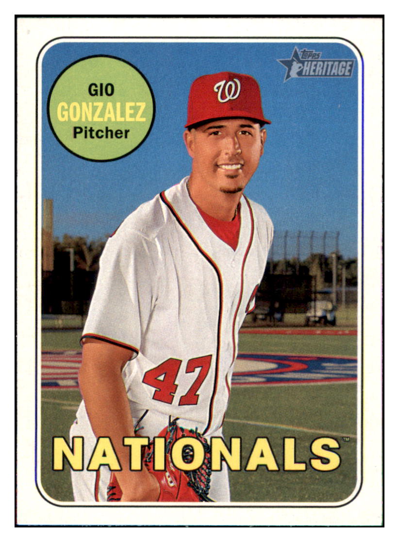 2018 Topps Heritage Gio
Gonzalez Washington Nationals
Baseball Card TMH1A simple Xclusive Collectibles