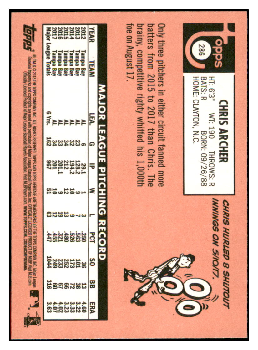 2018 Topps Heritage Chris
Archer Tampa Bay Rays Baseball Card
TMH1A simple Xclusive Collectibles