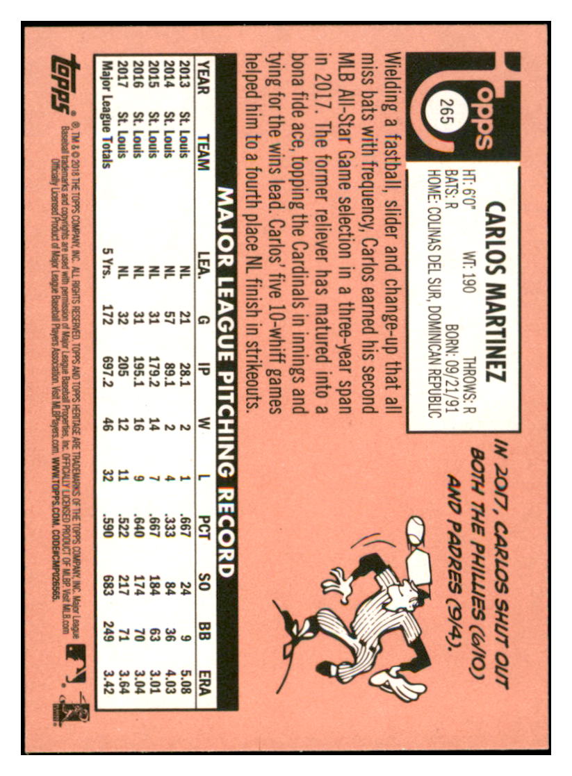 2018 Topps Heritage Carlos
Martinez St. Louis Cardinals Baseball
Card TMH1A simple Xclusive Collectibles