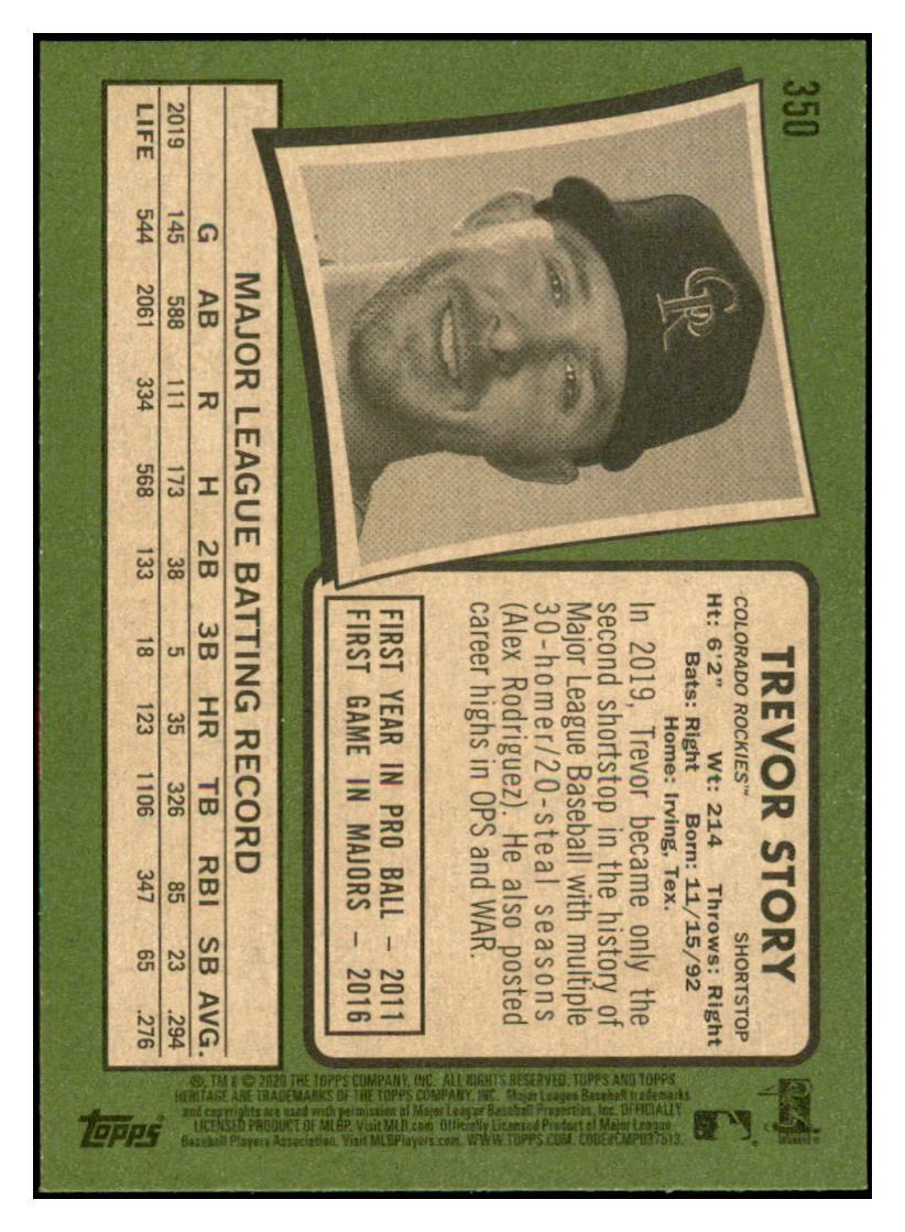 2020 Topps Heritage Trevor
Story Colorado Rockies Baseball Card
TMH1A simple Xclusive Collectibles