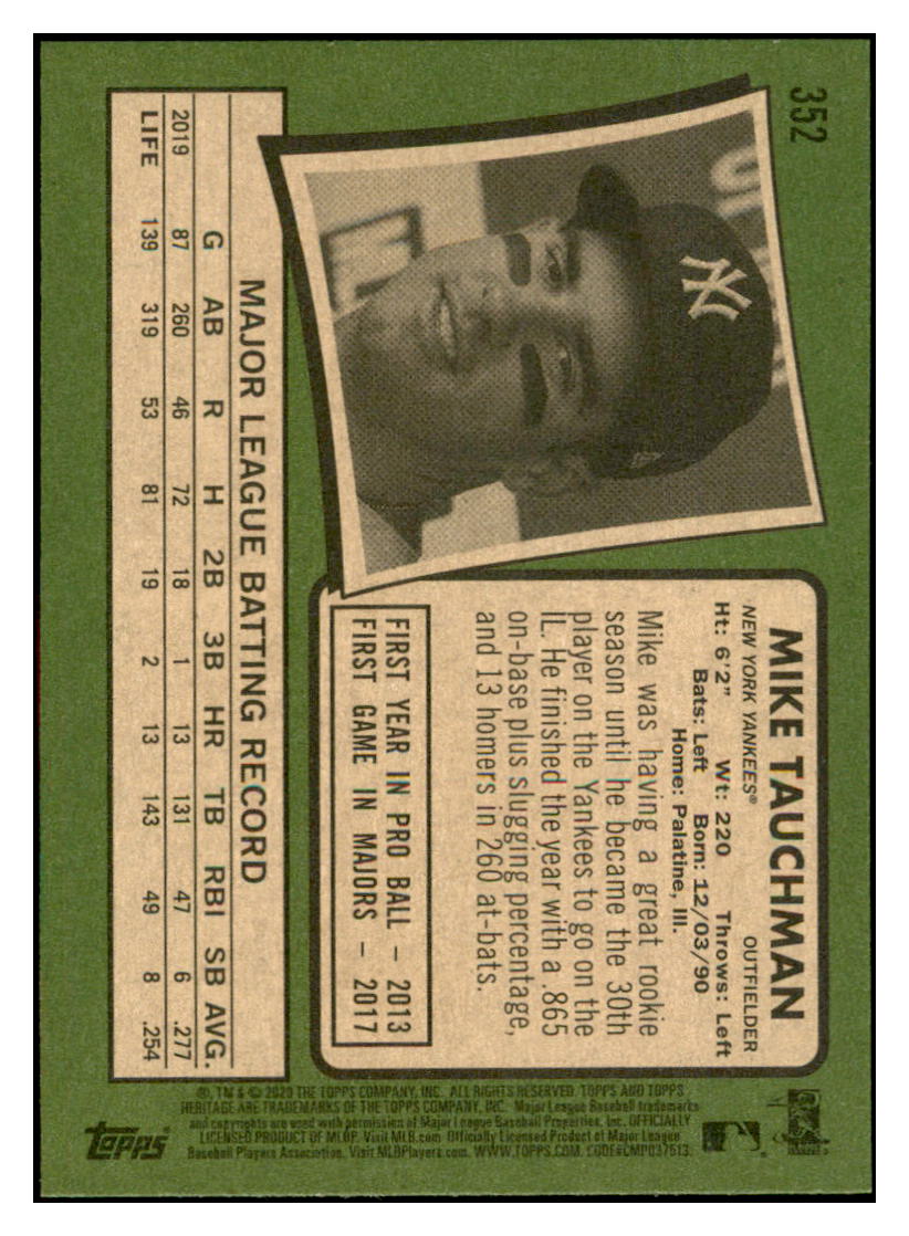 2020 Topps Heritage Mike
Tauchman New York Yankees Baseball
Card TMH1A simple Xclusive Collectibles
