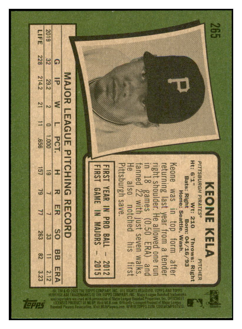 2020 Topps Heritage Keone
  Kela   Pittsburgh Pirates Baseball Card
  TMH1A simple Xclusive Collectibles