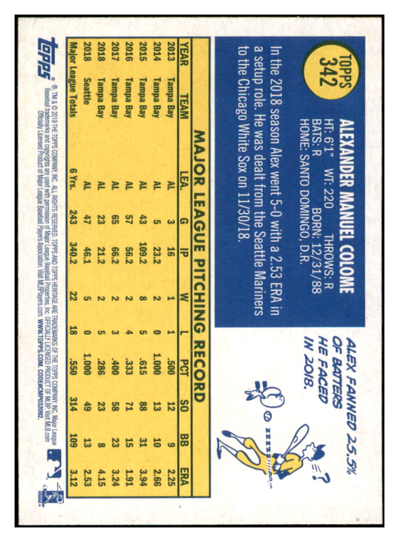 2019 Topps Heritage Alex
Colome Chicago White Sox Baseball
Card TMH1A simple Xclusive Collectibles