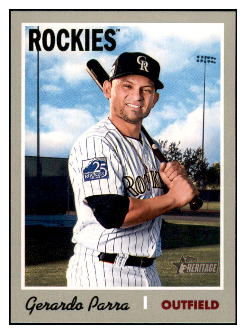 2019 Topps Heritage Gerardo
  Parra   Colorado Rockies Baseball Card
  TMH1A simple Xclusive Collectibles