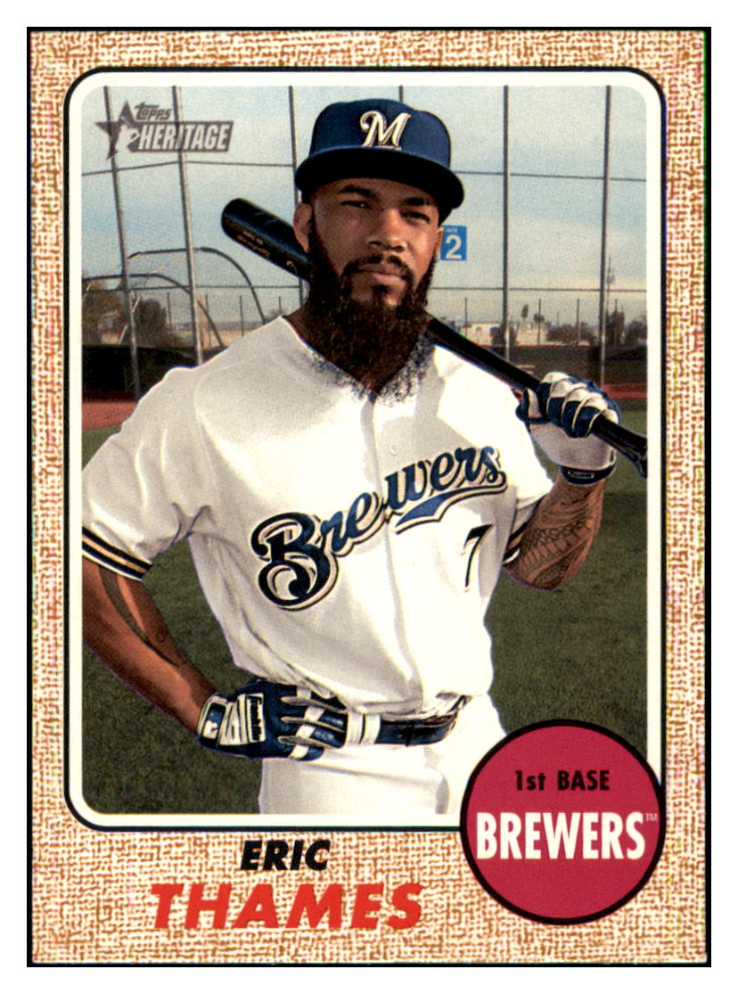 2017 Topps Heritage Eric
  Thames   Milwaukee Brewers Baseball
  Card TMH1A simple Xclusive Collectibles   