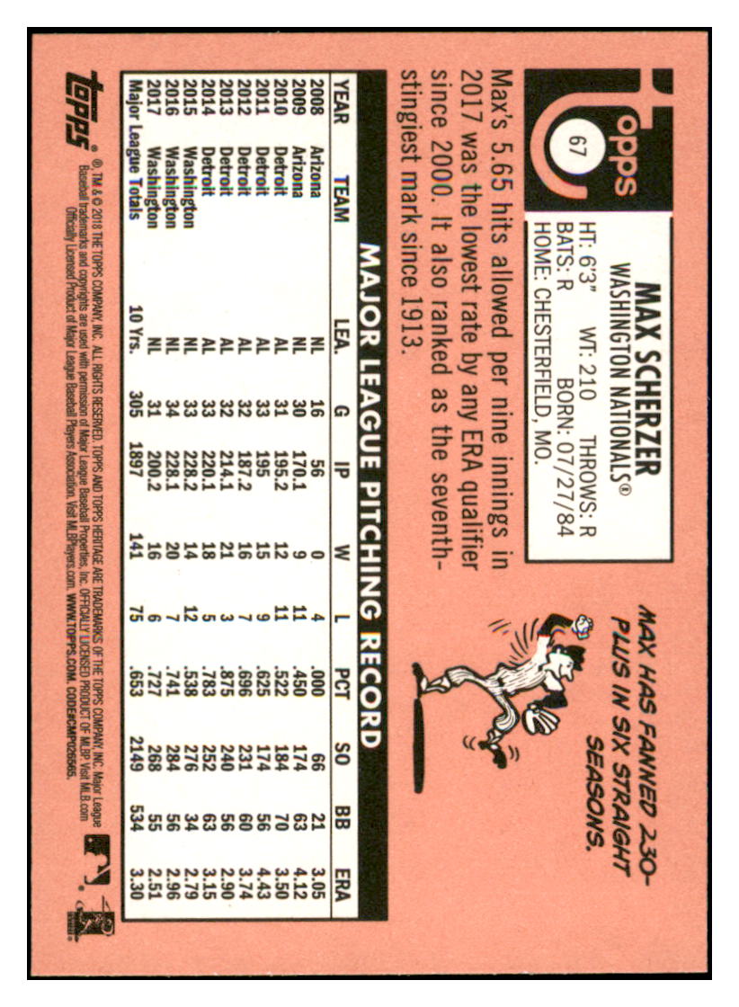 2018 Topps Heritage Max
Scherzer SP, VAR Washington Nationals
Baseball Card TMH1A simple Xclusive Collectibles