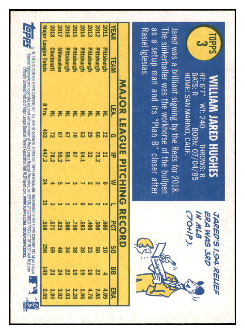 2019 Topps Heritage Jared
Hughes Cincinnati Reds Baseball Card
TMH1A simple Xclusive Collectibles