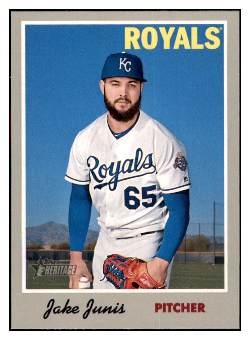 2019 Topps Heritage Jake
  Junis   Kansas City Royals Baseball
  Card TMH1A simple Xclusive Collectibles   