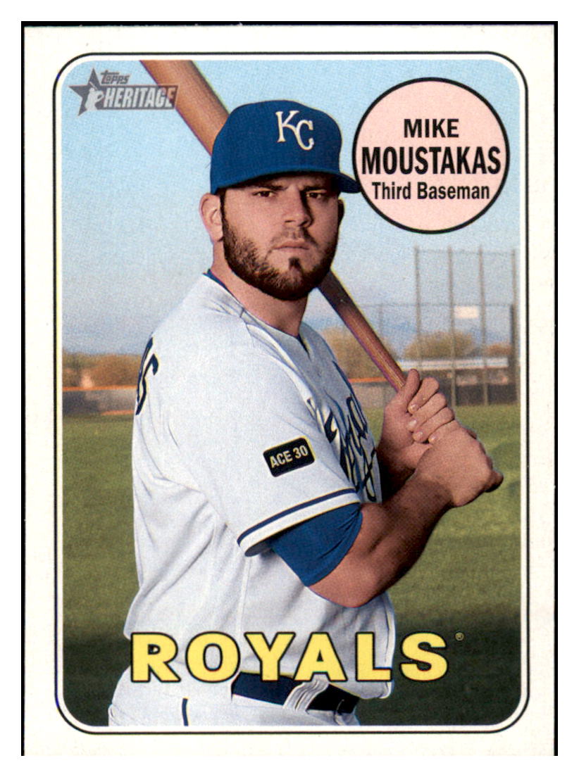 2018 Topps Heritage Mike
  Moustakas   Kansas City Royals Baseball
  Card TMH1A simple Xclusive Collectibles