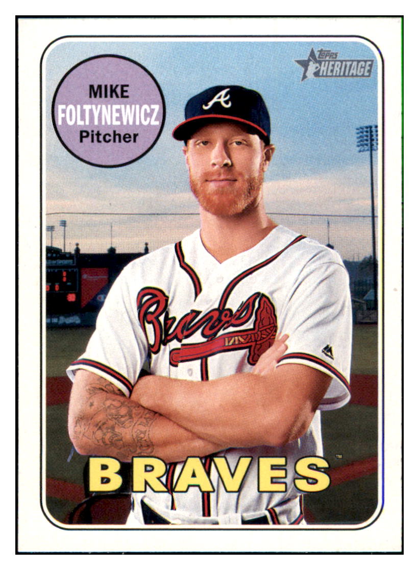 2018 Topps Heritage Mike
  Foltynewicz   Atlanta Braves Baseball
  Card TMH1A simple Xclusive Collectibles   
