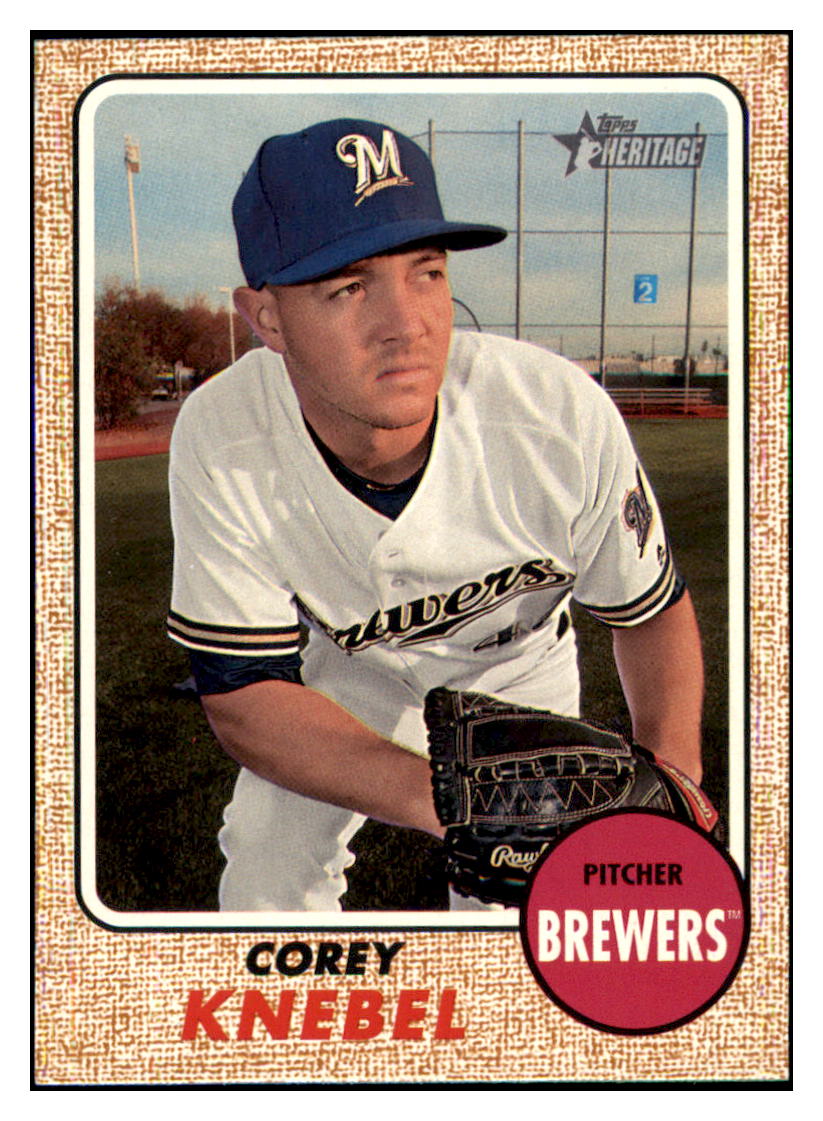 2017 Topps Heritage Corey
  Knebel   Milwaukee Brewers Baseball
  Card TMH1A simple Xclusive Collectibles   