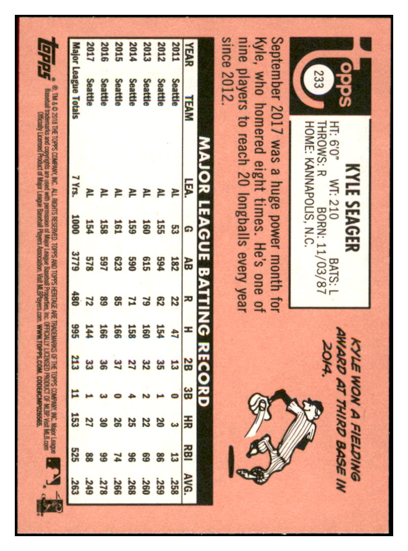 2018 Topps Heritage Kyle
  Seager   Seattle Mariners Baseball Card
  TMH1A simple Xclusive Collectibles