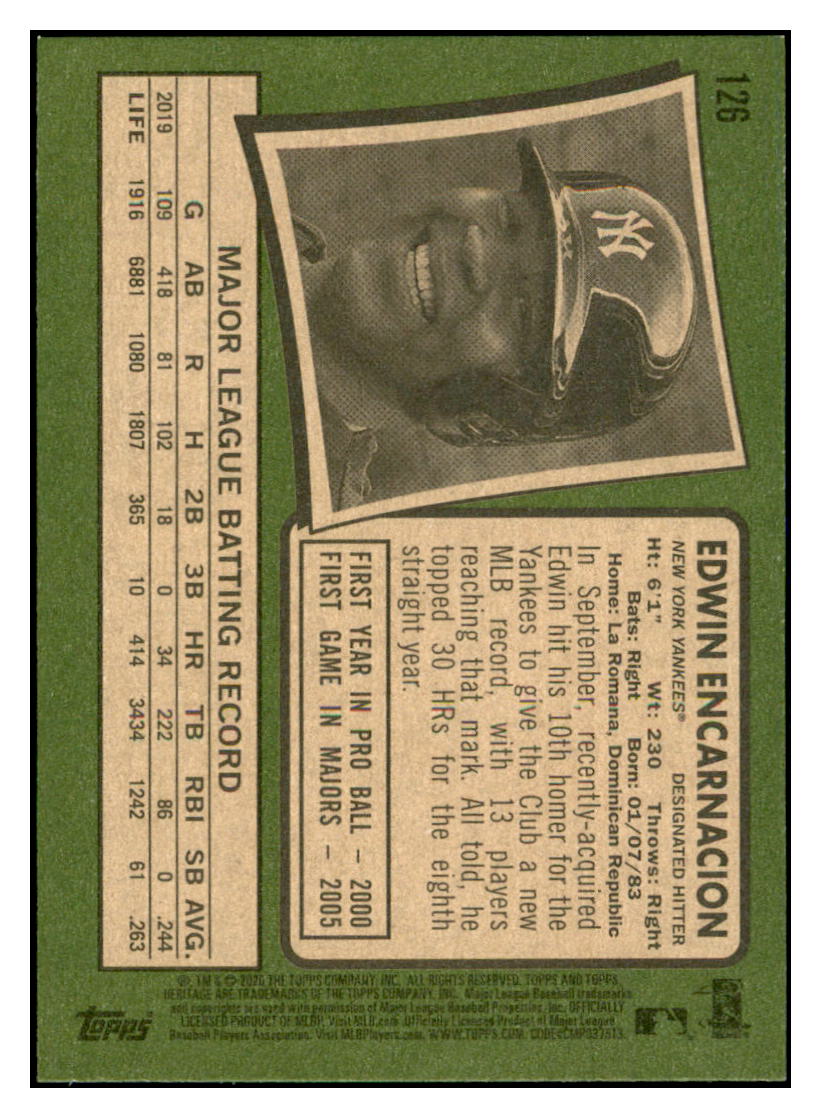 2020 Topps Heritage Edwin
Encarnacion New York Yankees Baseball
Card TMH1A simple Xclusive Collectibles