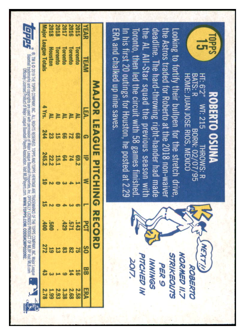2019 Topps Heritage Roberto
Osuna Houston Astros Baseball Card
TMH1A simple Xclusive Collectibles