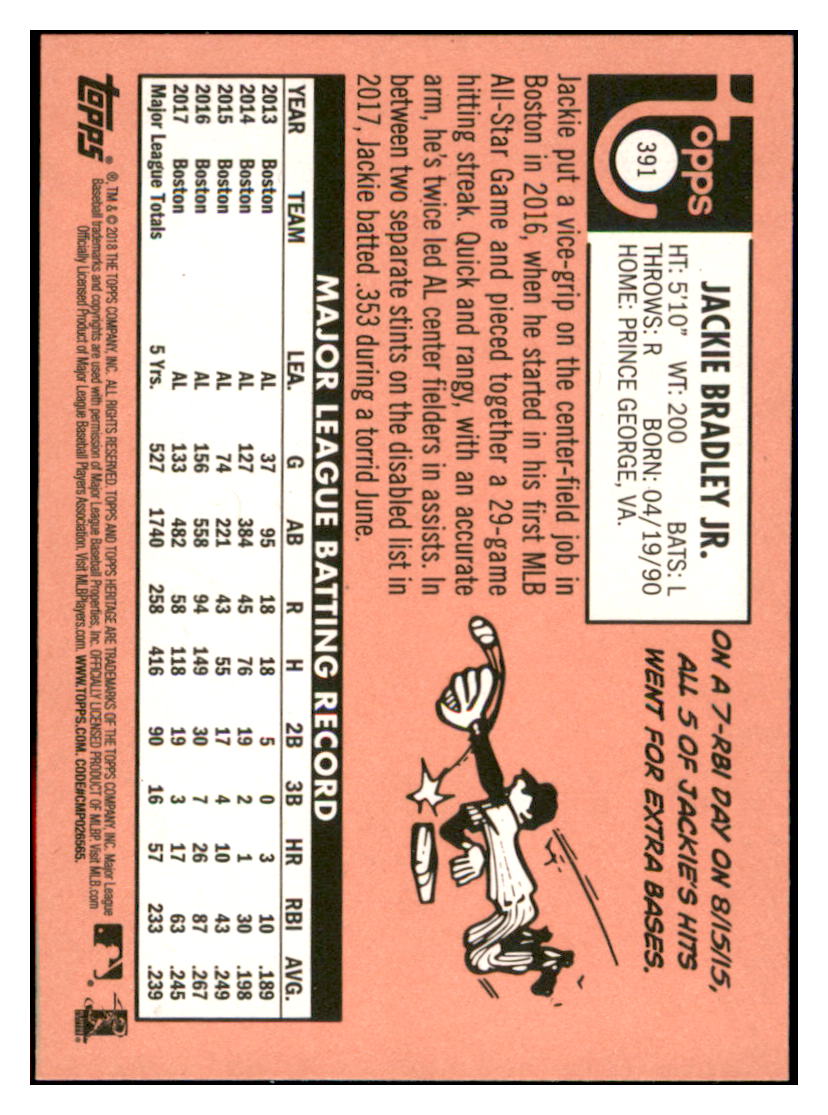 2018 Topps Heritage Jackie
Bradley Jr. Boston Red Sox Baseball
Card TMH1A simple Xclusive Collectibles