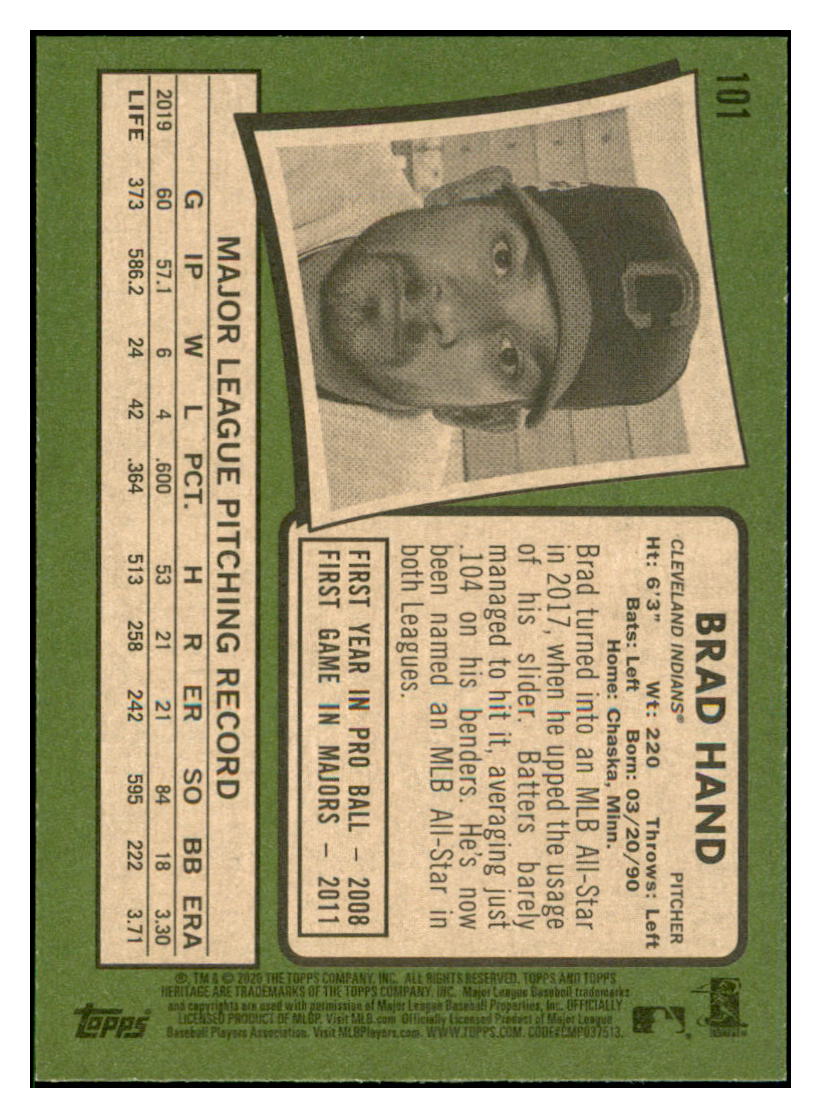2020 Topps Heritage Brad
Hand Cleveland Indians Baseball Card
TMH1A simple Xclusive Collectibles