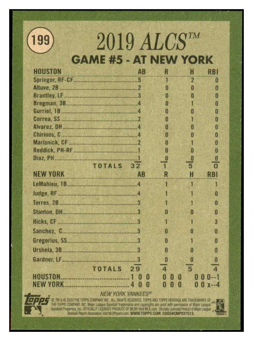2020 Topps Heritage Paxton
Delivers Pitching Gem! ALCS New York
Yankees Baseball Card TMH1A simple Xclusive Collectibles