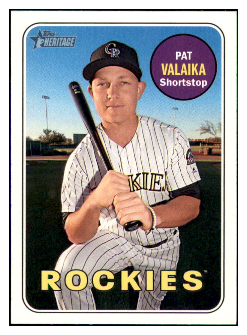 2018 Topps Heritage Pat
  Valaika   Colorado Rockies Baseball
  Card TMH1A simple Xclusive Collectibles