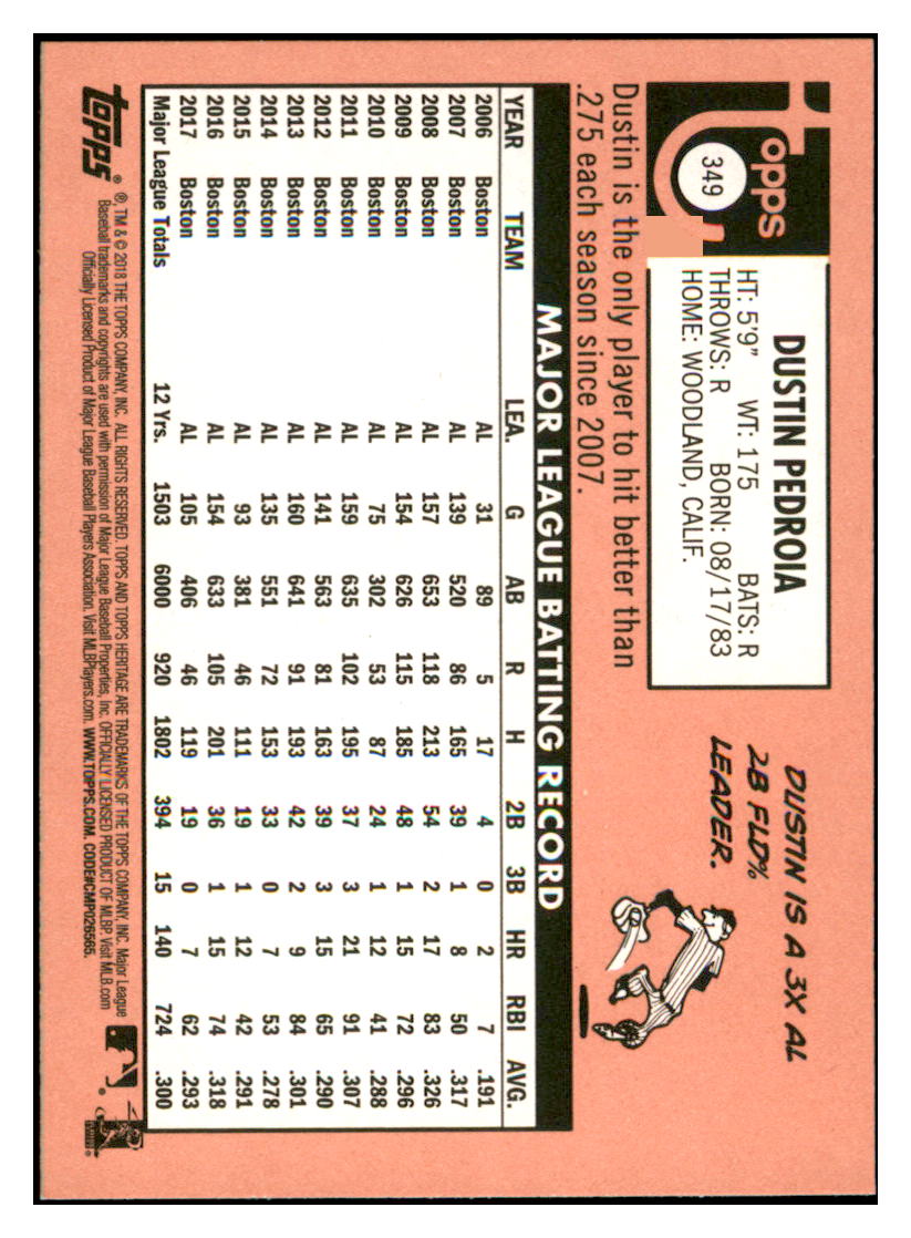 2018 Topps Heritage Dustin
Pedroia Boston Red Sox Baseball Card
TMH1A simple Xclusive Collectibles