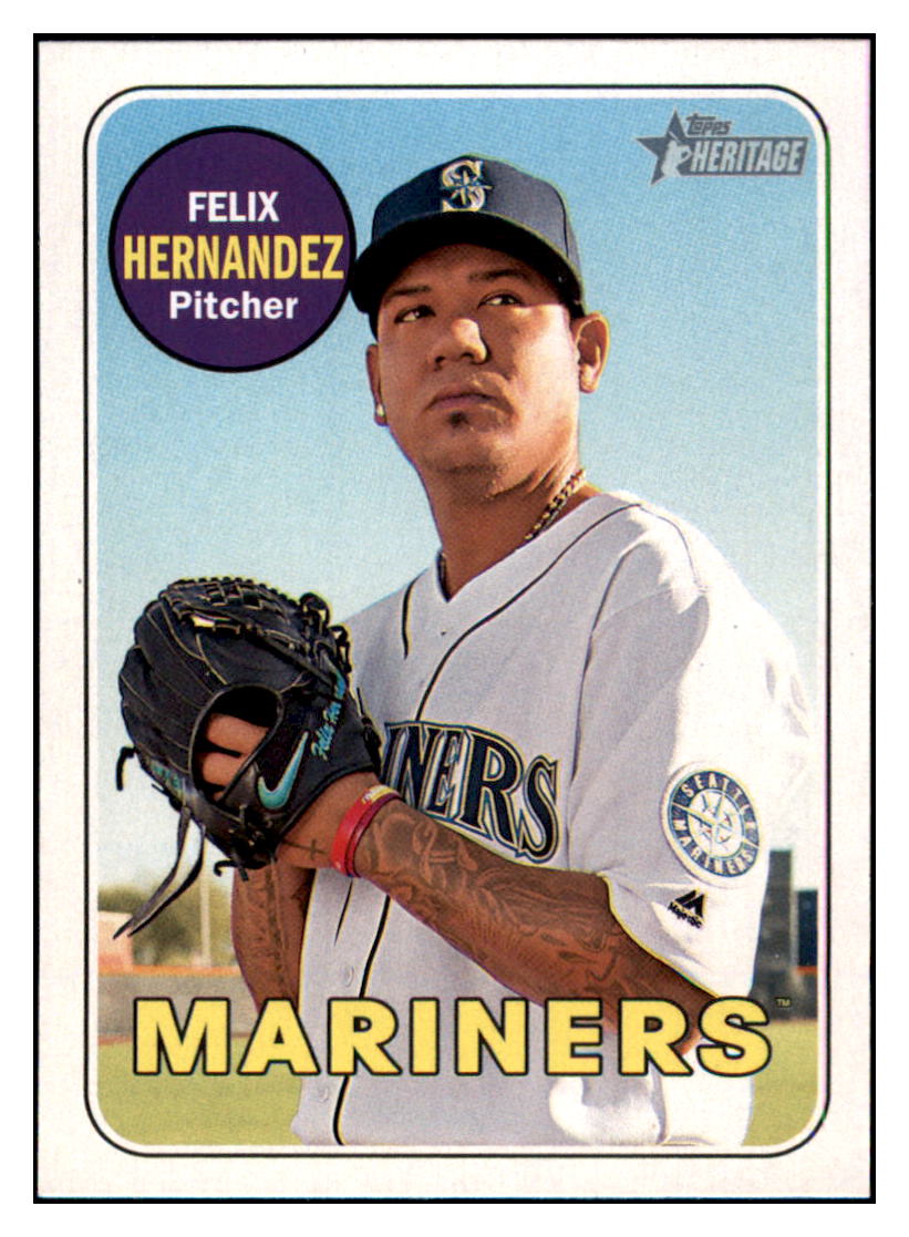 2018 Topps Heritage Felix
  Hernandez   Seattle Mariners Baseball
  Card TMH1A simple Xclusive Collectibles   