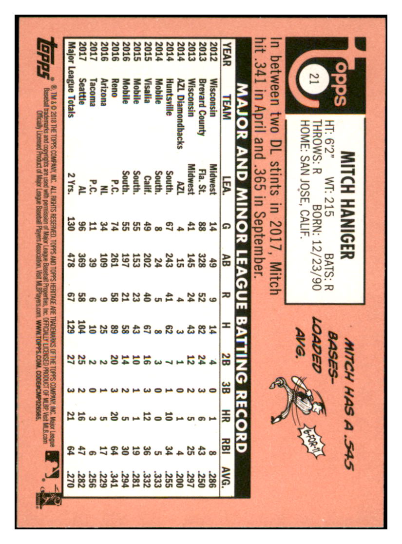 2018 Topps Heritage Mitch
Haniger Seattle Mariners Baseball
Card TMH1A simple Xclusive Collectibles