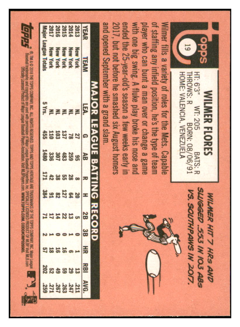 2018 Topps Heritage Wilmer
Flores New York Mets Baseball Card
  TMH1A simple Xclusive Collectibles