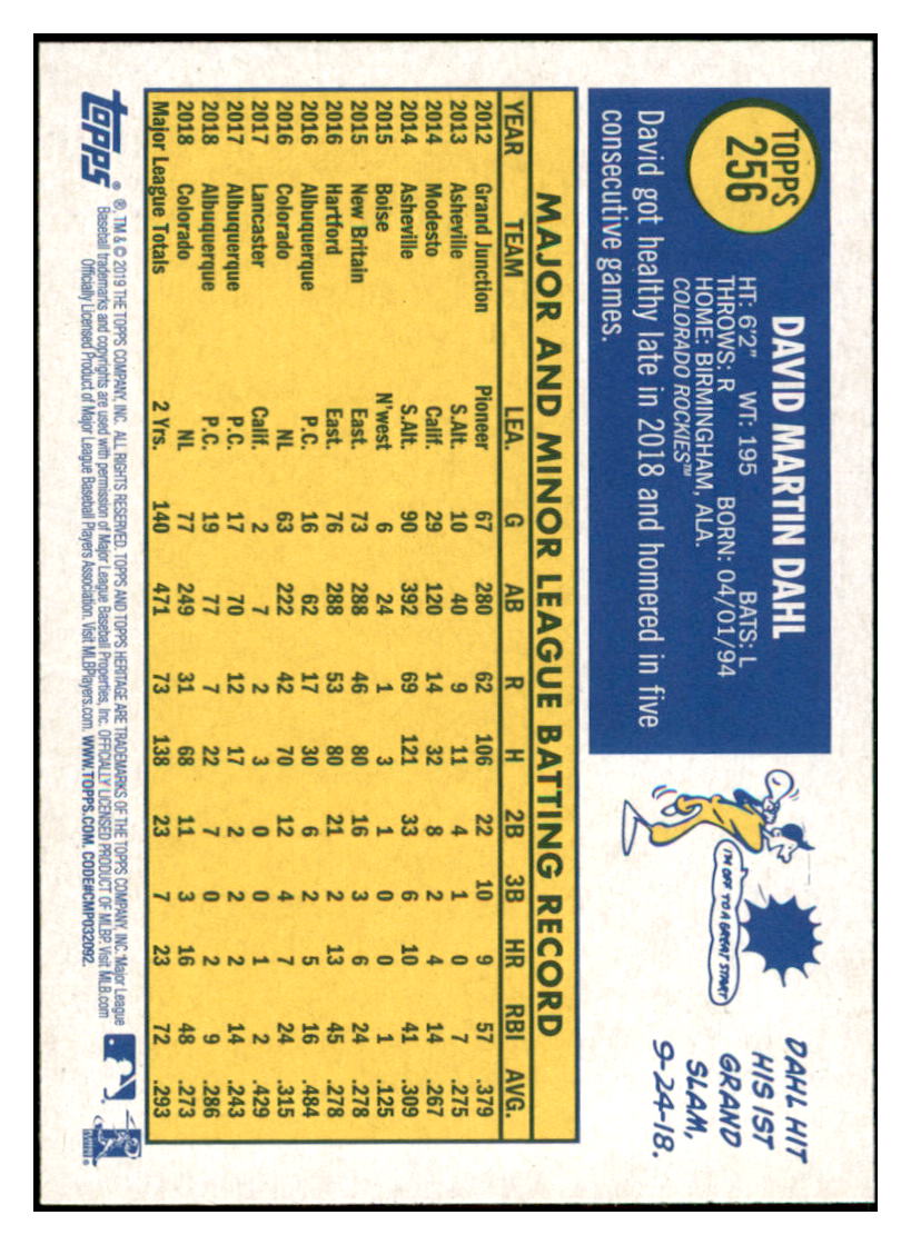 2019 Topps Heritage David
Dahl Colorado Rockies Baseball Card
TMH1A simple Xclusive Collectibles