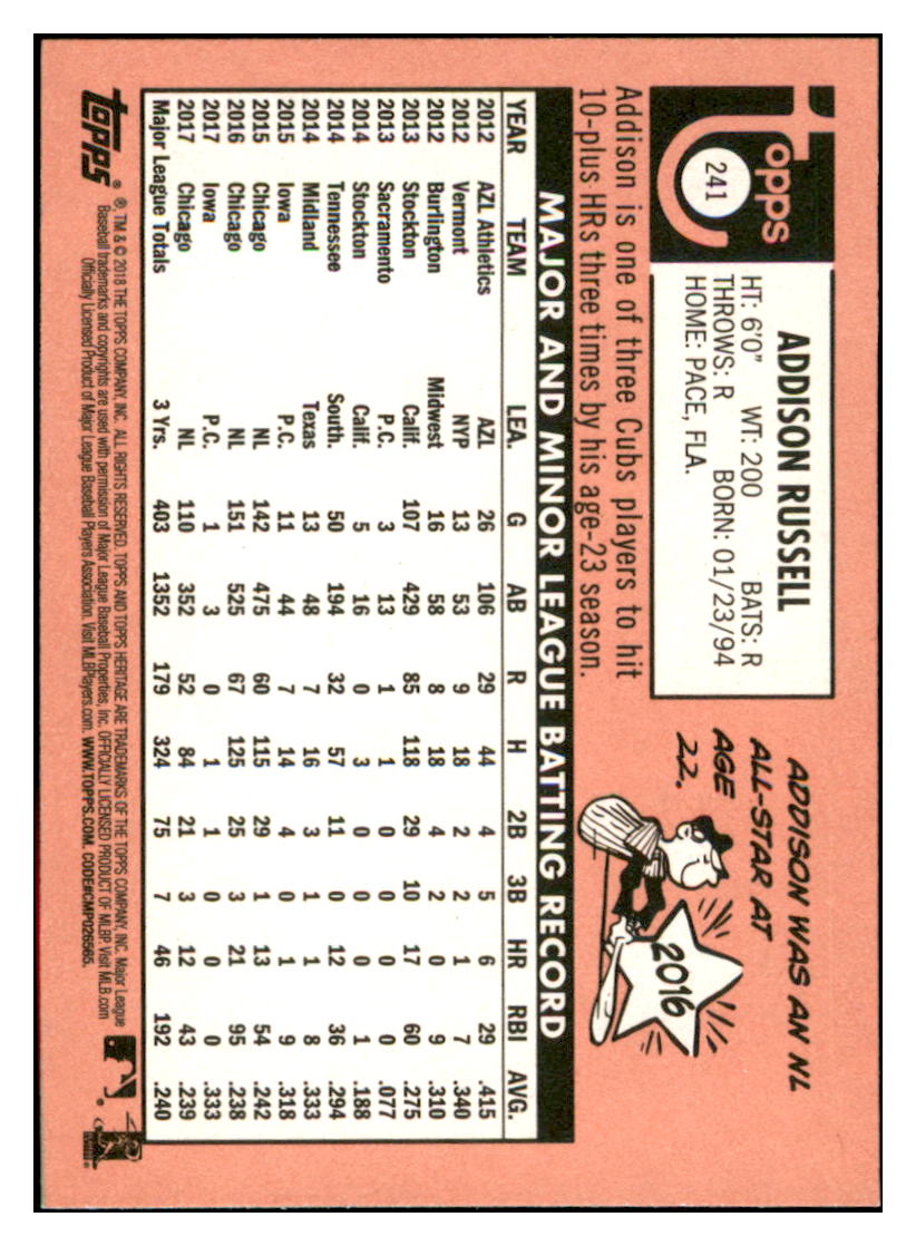 2018 Topps Heritage Addison
Russell Chicago Cubs Baseball Card
TMH1A simple Xclusive Collectibles