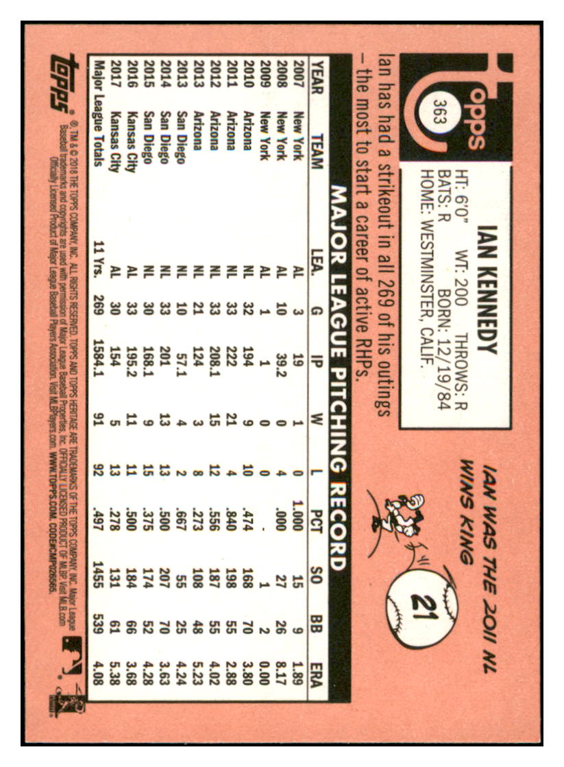 2018 Topps Heritage Ian
  Kennedy   Kansas City Royals Baseball
  Card TMH1A simple Xclusive Collectibles