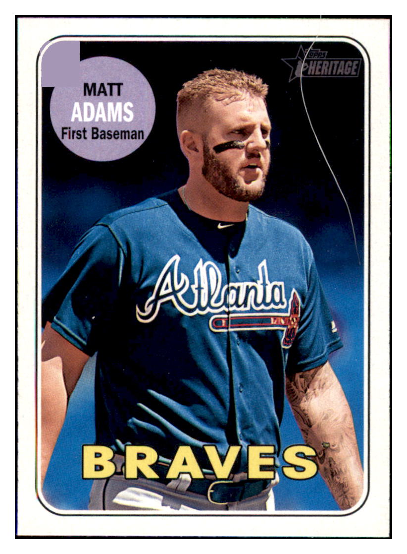 2018 Topps Heritage Matt
  Adams   Atlanta Braves Baseball Card
  TMH1A simple Xclusive Collectibles